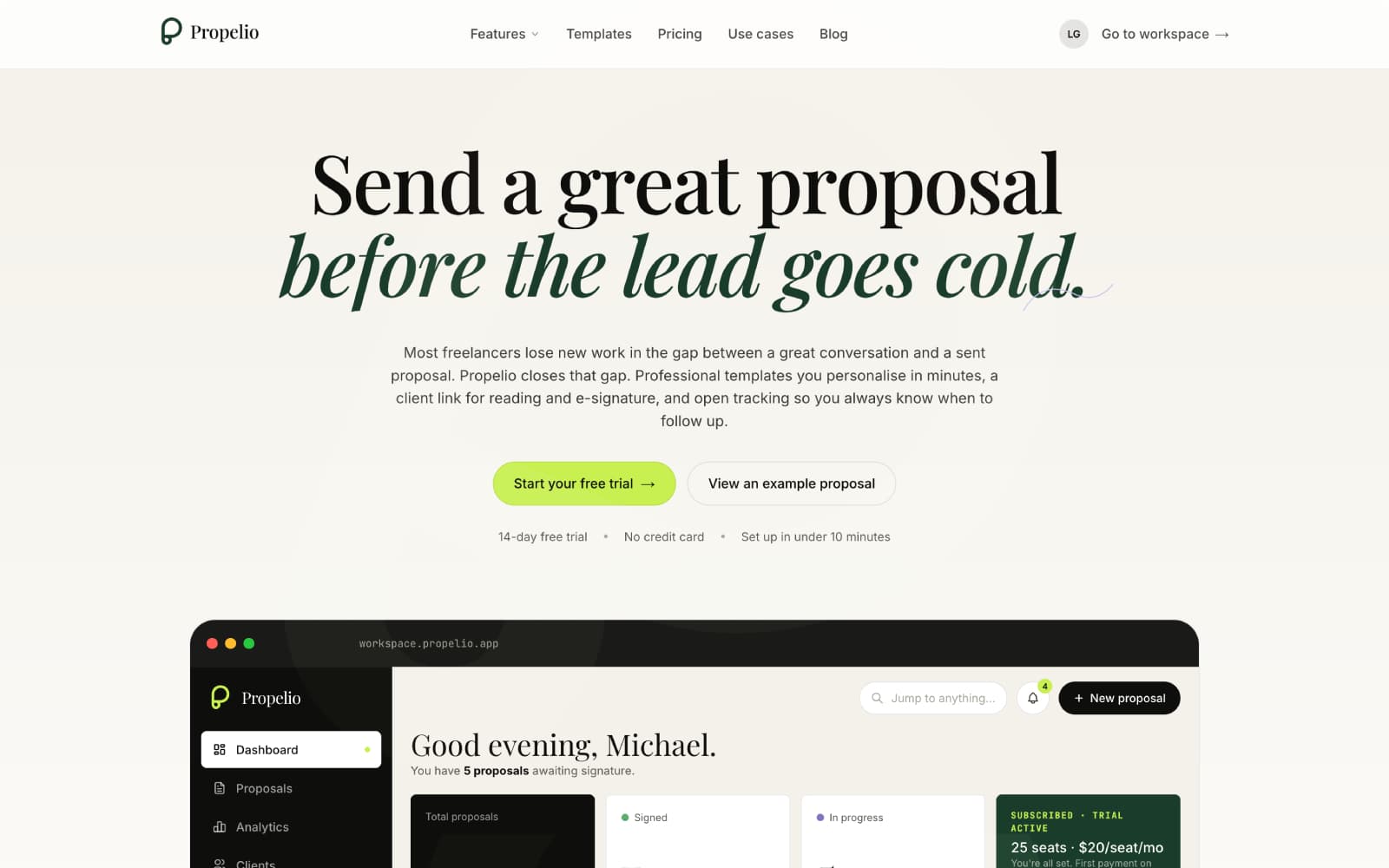 Propelio website screenshot